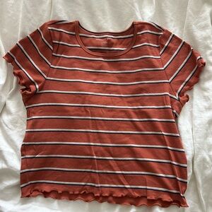 American Eagle Outfitters Rust Stripe Short Sleeve Tee